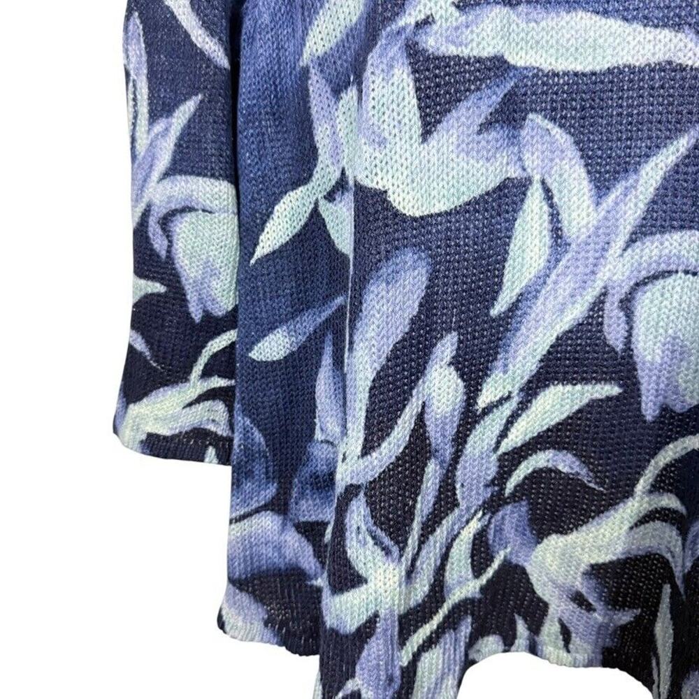 Chico's Blue Floral Print Lightweight Sweater Top - Picture 6 of 15